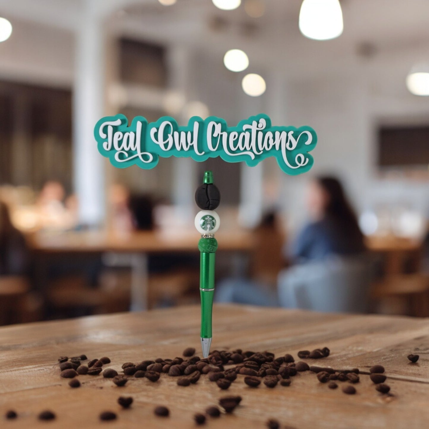 Coffee Bean  Green Silicone Beaded Pen