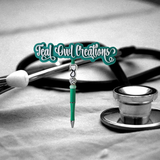 Stethoscope Nurse Teal Silicone Beaded Pen