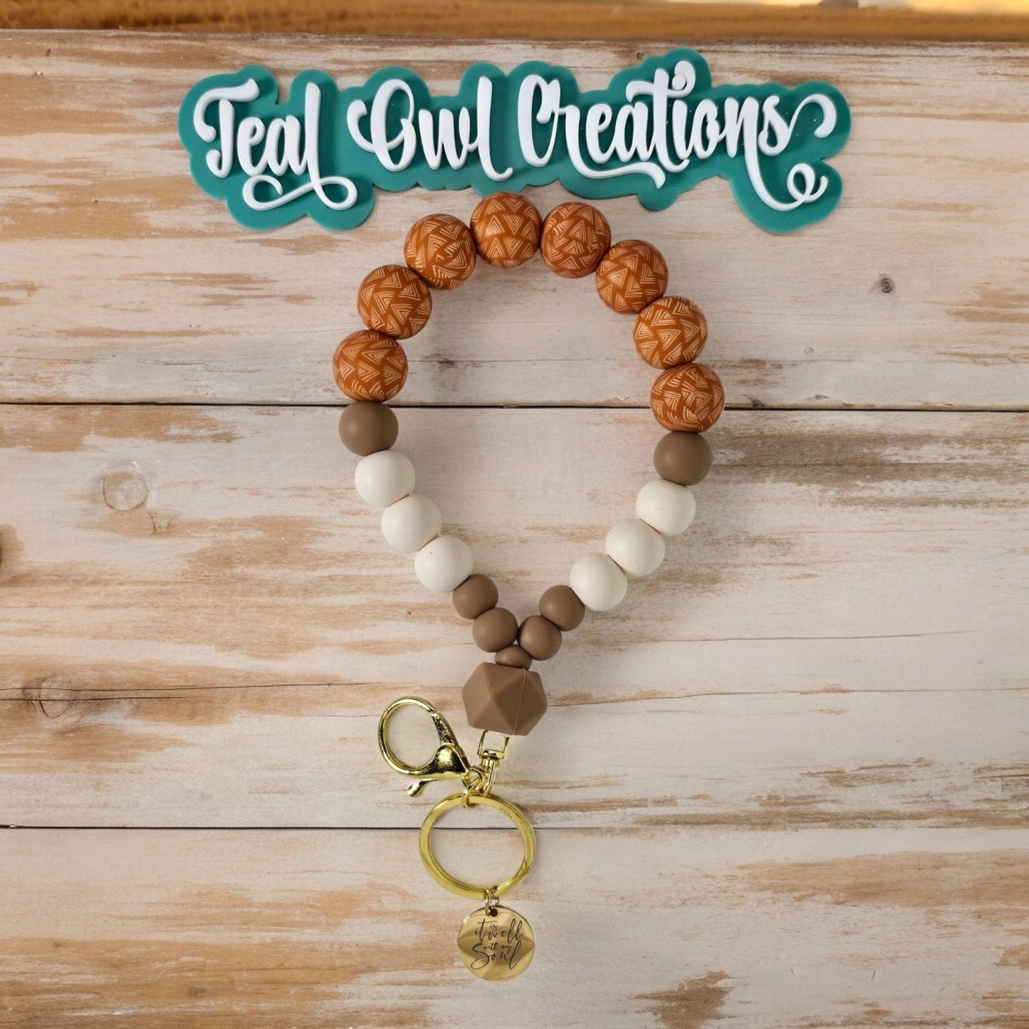 Silicone Beaded Wristlet with -it is well with my soul- charm