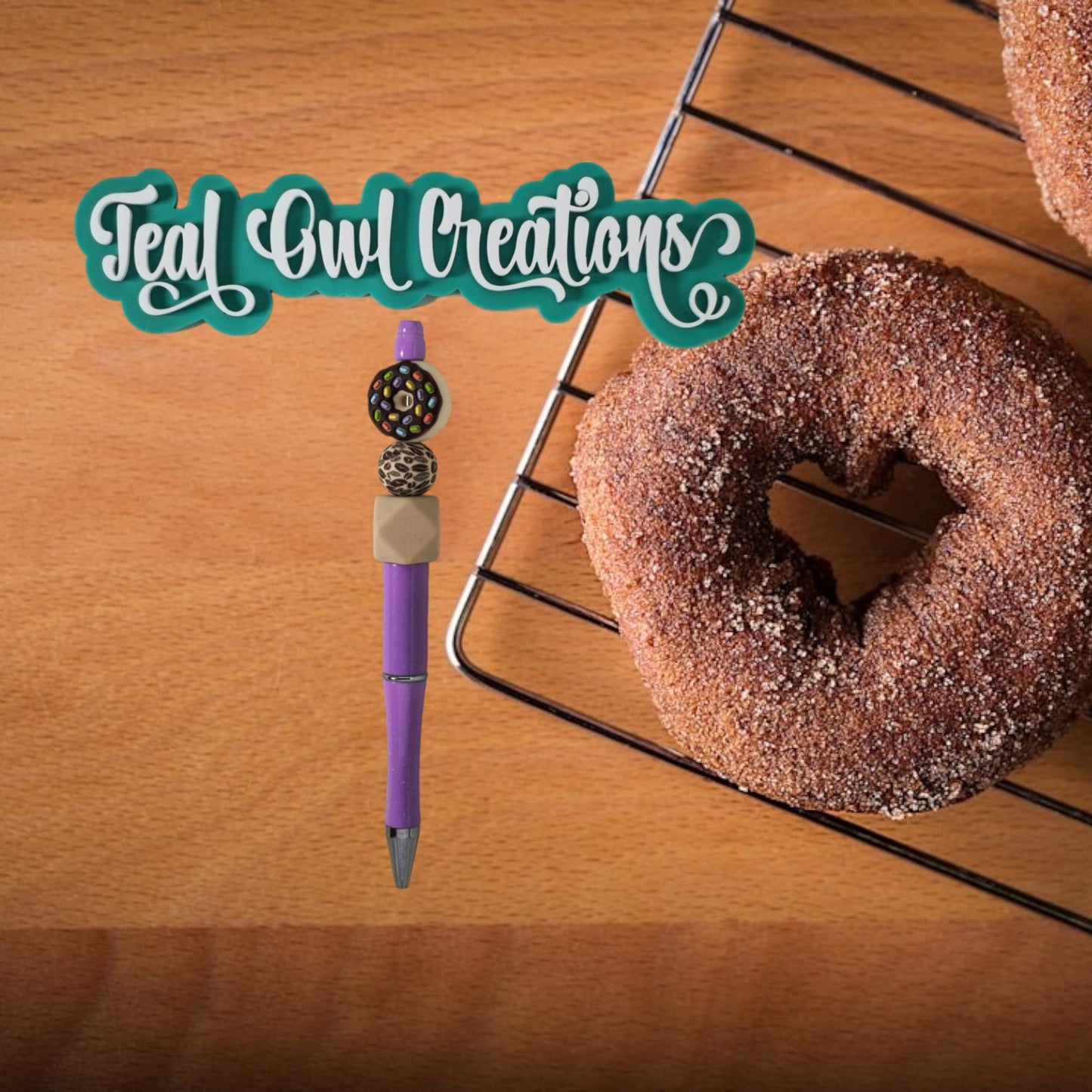 Purple Doughnut Silicone Beaded Pen