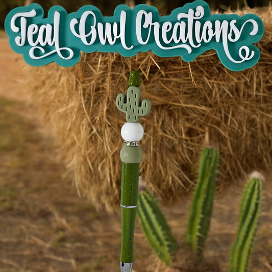 Cactus Silicone Beaded Olive Green Pen